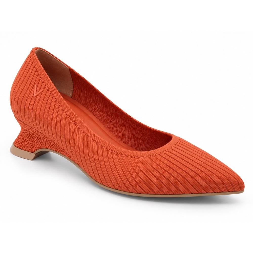 VIVAIA Margot Orange Ribbed Knit Pointed Toe Kitten Heels EU 41 US 9.5 NEW